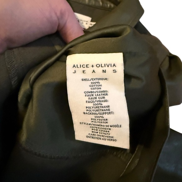 Alice + Olivia Renee Vegan Leather Jacket in Olive Size XS - Picture 4 of 5